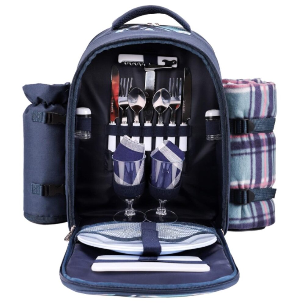 Apollo Walker Picnic Backpack Cooler, Cutlery, Plates, Blanket and More NWT